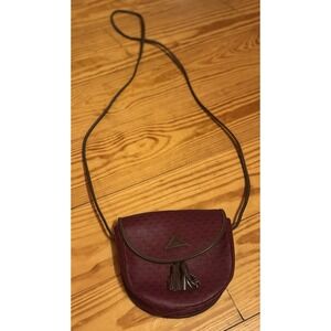 Liz Claiborne Vintage 80s Logo Small Crossbody Purse Bag Burgundy & Brown